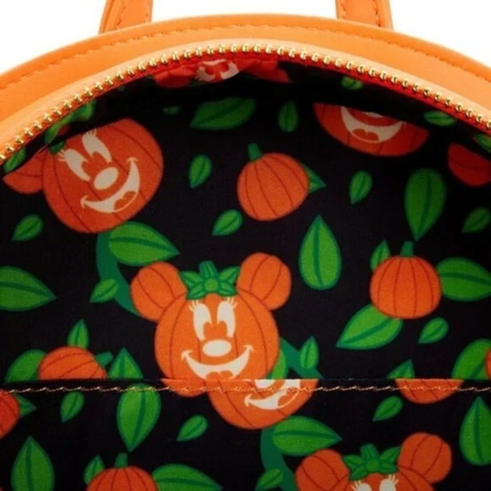 Loungefly Disney Minnie Mouse Glow in the Dark Pumpkin Mini Backpack - Picture 6 of 6